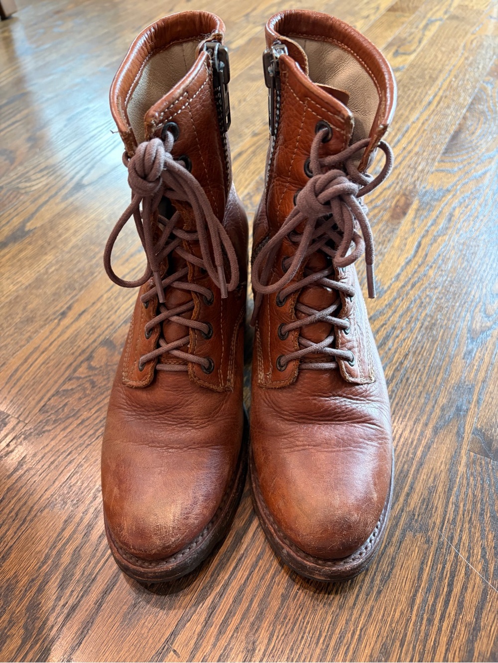 FREEBIRD Cavalier Cognac Boho Tan Leather Lace Up Heeled Ankle Boots - Picture 8 of 11